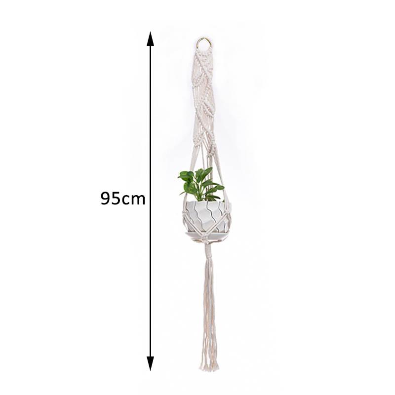 1Pcs Multi-purpose Cotton Rope Plant Hanger Garden Supplies Hand Woven Beige Wall Decoration Flower Tray Basket European Style Plant Hanging Basket