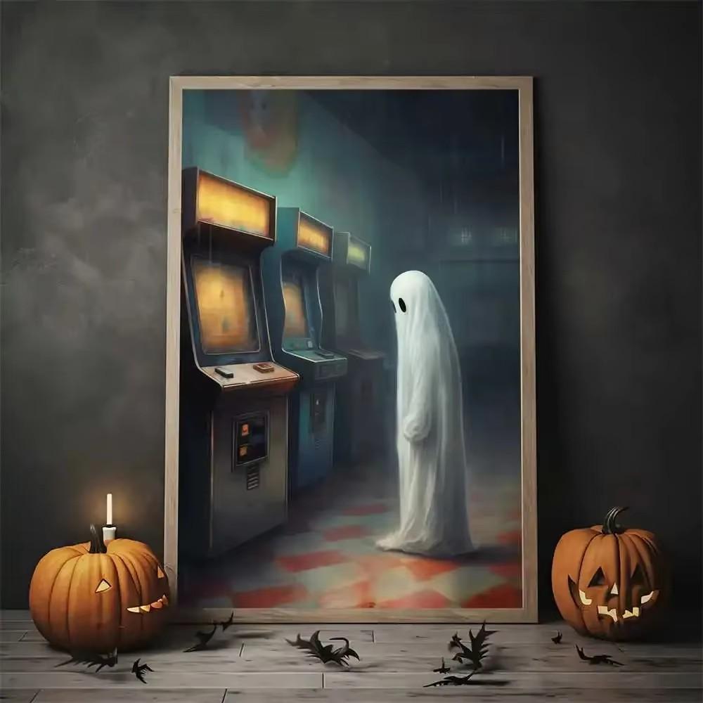 Vintage Wall Art Music Sports Spooky Aesthetics Bicycle Halloween HD Canvas Print Poster Home Living Room Bedroom Decoration