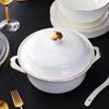 ZISIZ Bone China Soup Bowl with Gold Rim