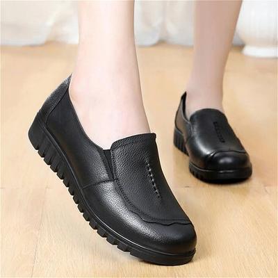 Round Toe Shallow Mouth Fashionable Solid Color Casual Walking Shoes New Spring and Autumn Flat Lightweight Mother's Shoes Women