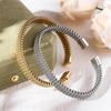 Gold-Plated Titanium Steel Open Cuff Bracelet - European & American Fashion Woven Design