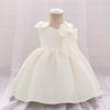 Girls' One-Year-Old Princess Gown with Puffy Skirt and Satin Bow