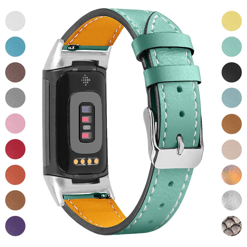 Replacement Genuine Leather Watch Strap For Fitbit Charge 3/4, Unisex