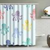 Cute Octopus Shower Curtain Happy Ocean Life Decor For Bathroom Soft Fabric With Hook Ring Set In Pastel Colors (Purple, Pink, B