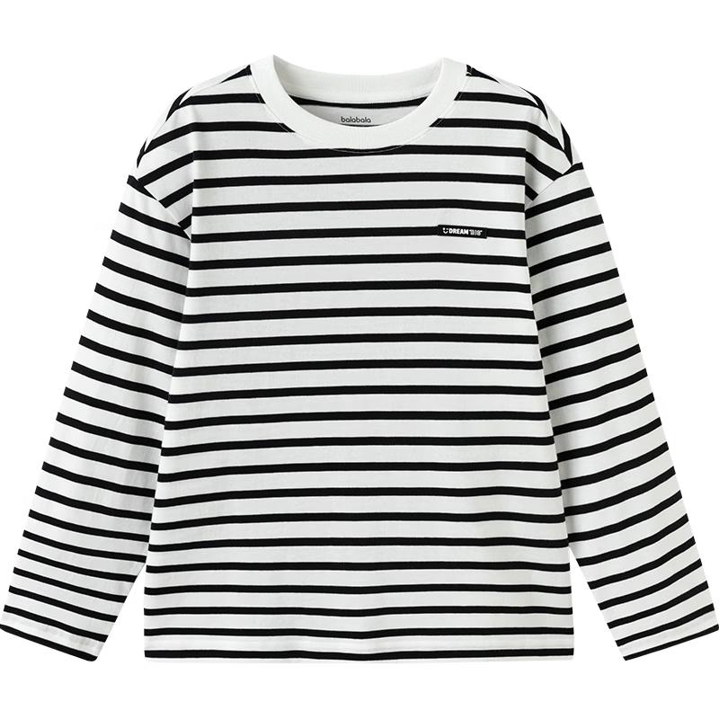 Balabala Kids' 2026 Spring Striped Long-Sleeve T-Shirt