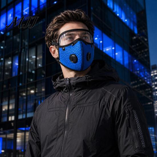 Construction Dust Mask Cycling Face with Filter & Breathing Valve, Reusable Carbon Heavy-duty Goggles, Lightweight Protection Shield for Outdoor