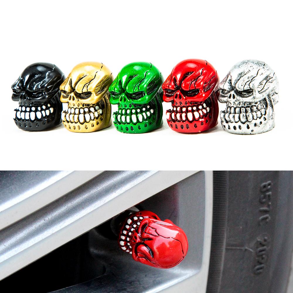 DSYCAR 4Pcs/Set Valve Caps for Tires Skull Style Universal Stem Valve Caps Attractive Dustproof Car Accessories Stem Caps1