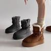 2025 Autumn and Winter New Two Wear Thickened Medium Tube Belt Buckle Velvet Warm Cotton Shoes Tide Increase Thick-soled Snow Boots Women