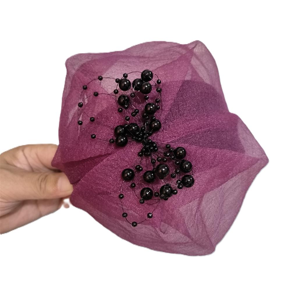 Half Caps Crepe Ruffle Hairhoop for Women French Headband 1920s Fascinator Hat Evening Dresses Hat for Formal Occasion