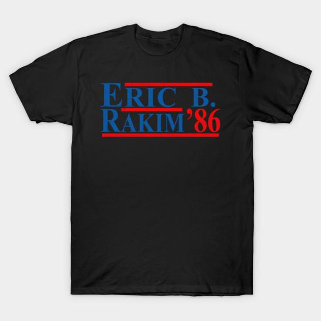 Asian Size Men Black Print T-shirt Eric B - For President 86 - Vintage Old No-Cut Heat Transfer Print Cotton Tshirt