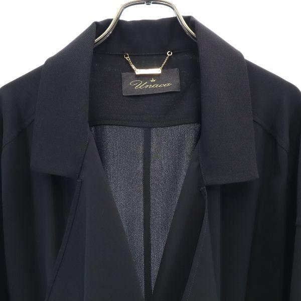 unused Unaca drape Jacket 38 black Open-front haori with roll-up sleeves Women Used