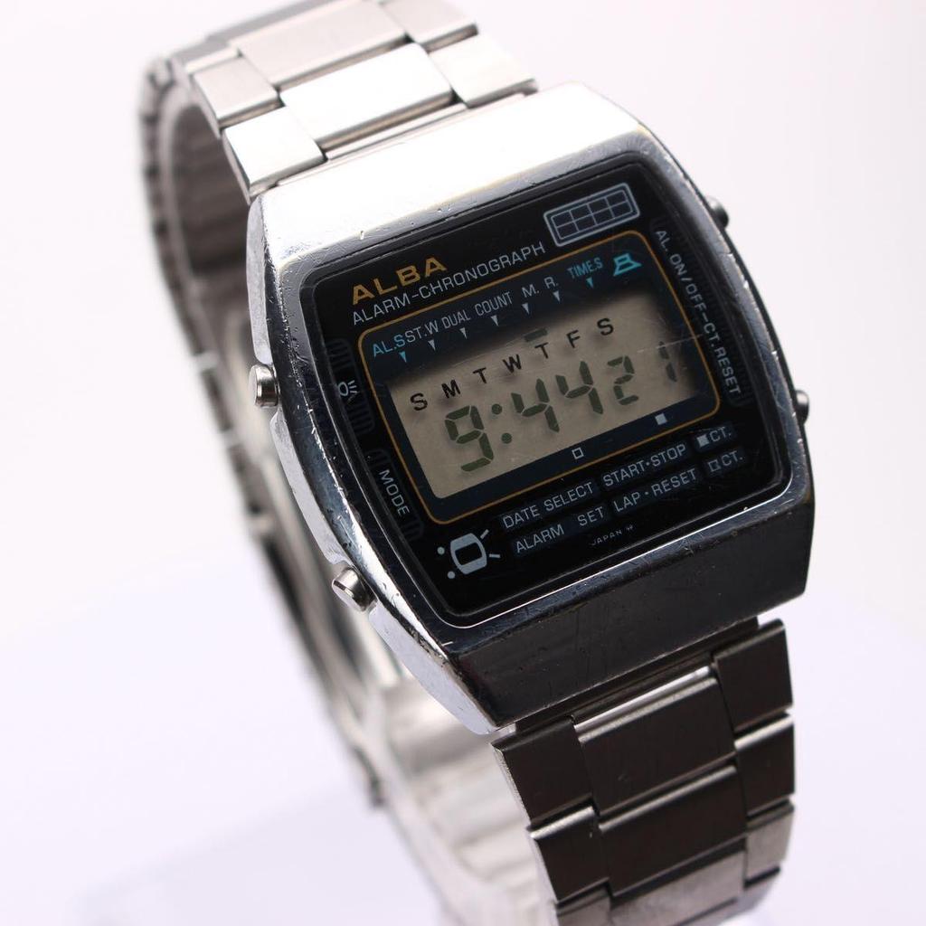 Used Rare SEIKO ALBA Digital Men's Watch 80's Vintage Chronograph Y749-4010 Alarm Retro