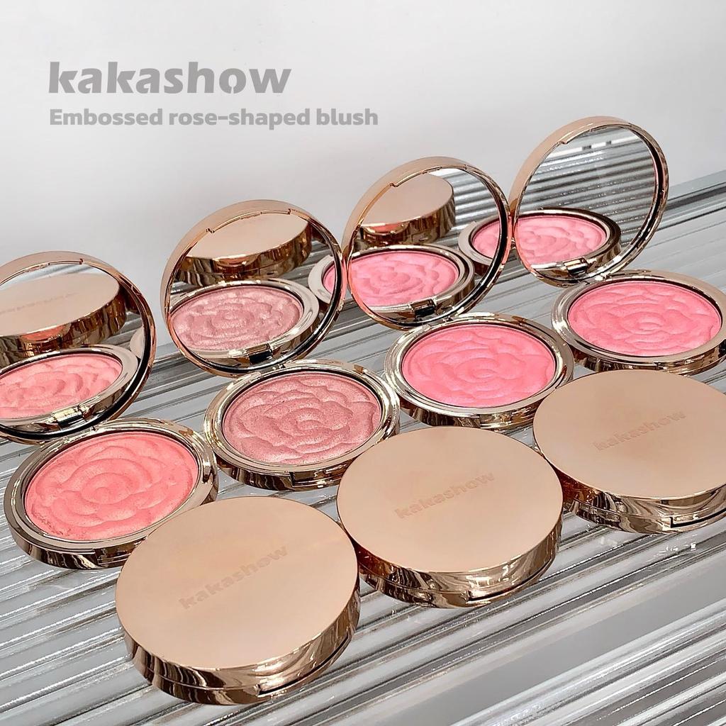 Kakashow Embossed Rose Blush Shimmer Multi- Blush Highlighter Eyeshadow Natural Pigment Atmosphere Makeup