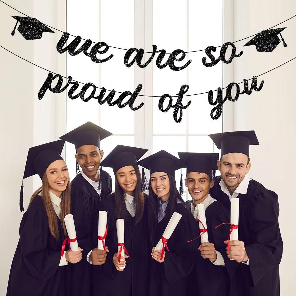 Reusable Graduation Party Banner Glitter Decor Graduation Hanging Banner  Photo Background