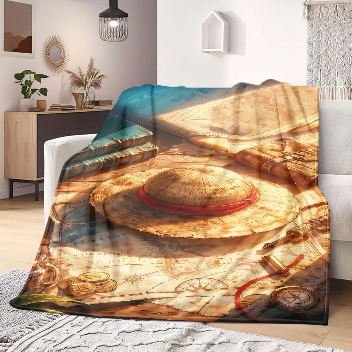 

ONE PIECE Monkey D. Luffy Print Blanket Warm Comfortable Flannel Blanket Suitable for Bedrooms,Sofas, Beds,Chairs -QIAO97 75x90cm