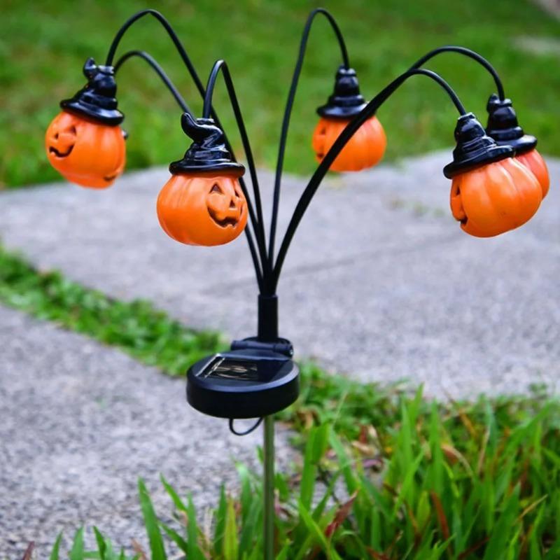 6/8LED Solar Halloween Pumpkin Lantern Solar Decorative Light, Suitable for Halloween Lawn and Courtyard Road Decoration