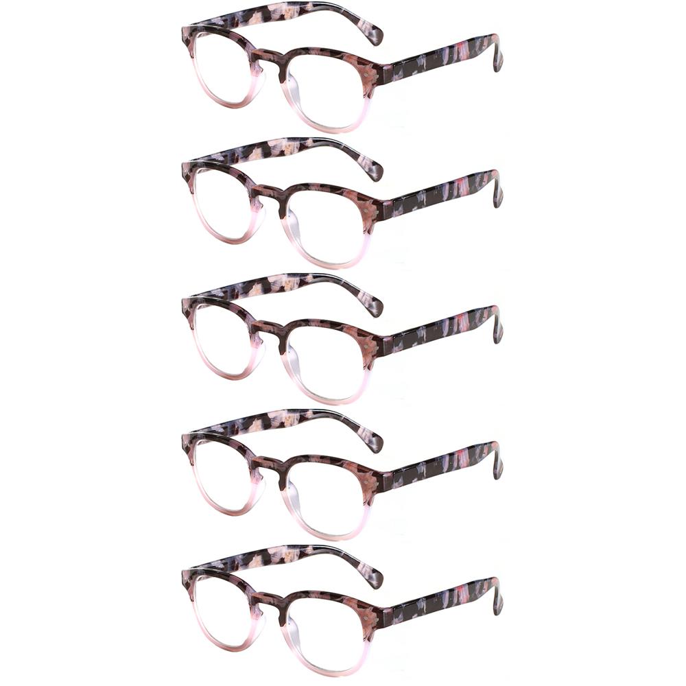 

Turezing 5 Pack Reading Glasses for Men Women Printed Flower Frame Spring Hinge HD Prescription Glasses 0