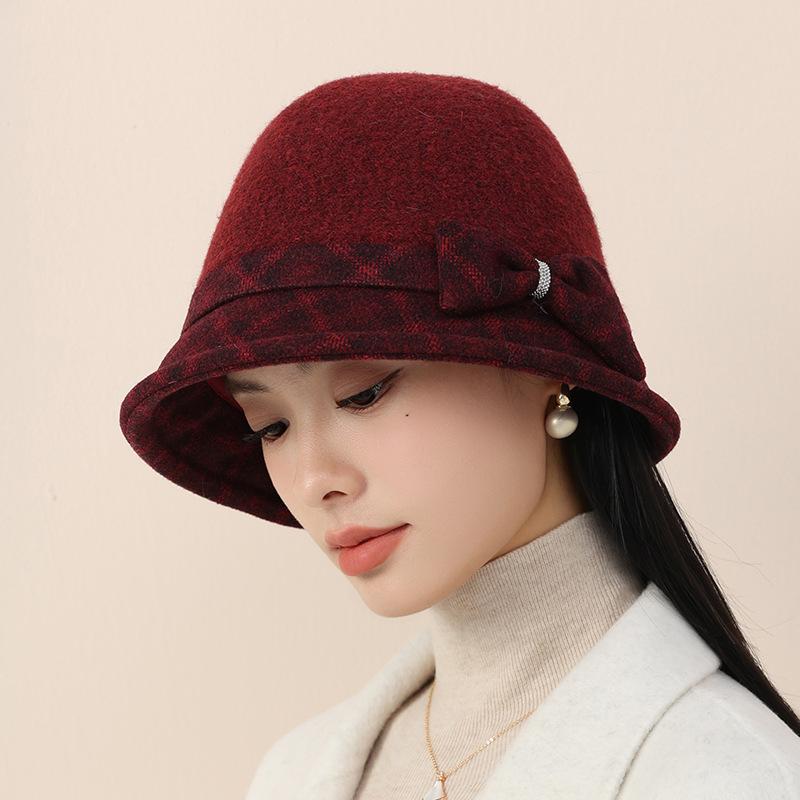 

Осень и Зима Теплая Элегантная Темпераментная Шерстяная Шерстяная Шляпа-Ведро Ретро Шляпа-Ведро Ветрозащитная и Теплая ONE SIZE