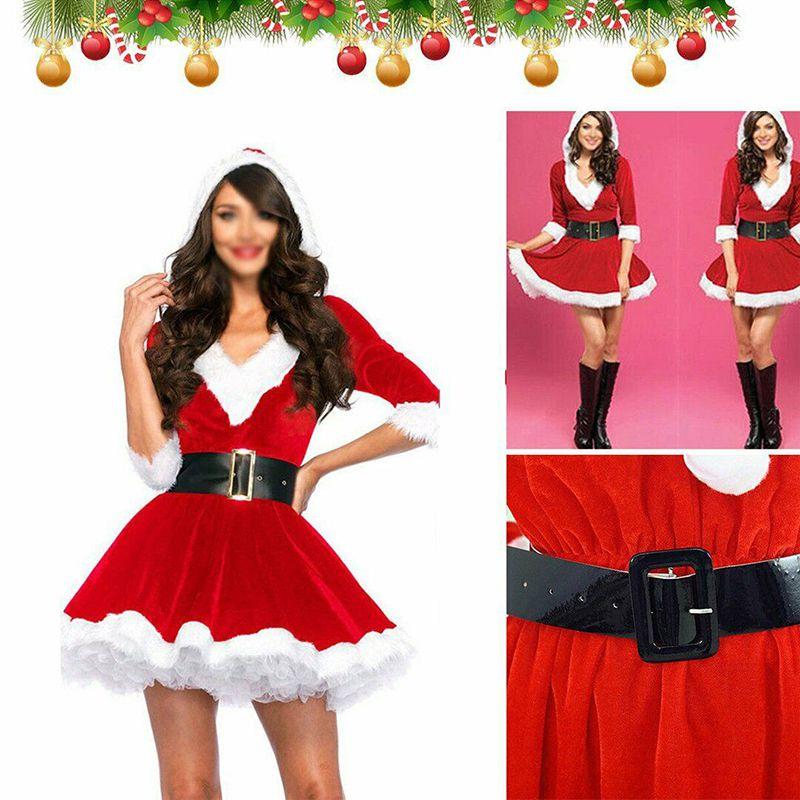 Santa Womens Girls Claus Christmas Costume Cosplay Lady Xmas Outfit Dress Fancy