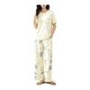 [PHOLEY] Women's Pajamas Top and Bottom Set Short Sleeve Long Pants Round Neck Cute Loungewear Comfortable Breathable Loungewear Spring Summer Autumn