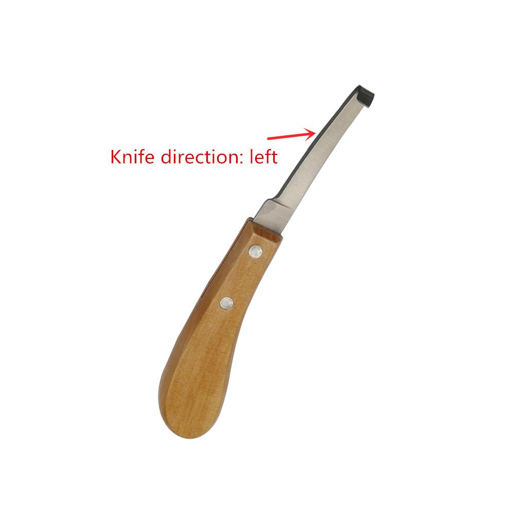 

1 Pc Cattle And Horse Hoof Knife Stainless Steel Hook Type Sheep Pedicure Right/Left Hand With Wooden Handle Hoof Knife Tool