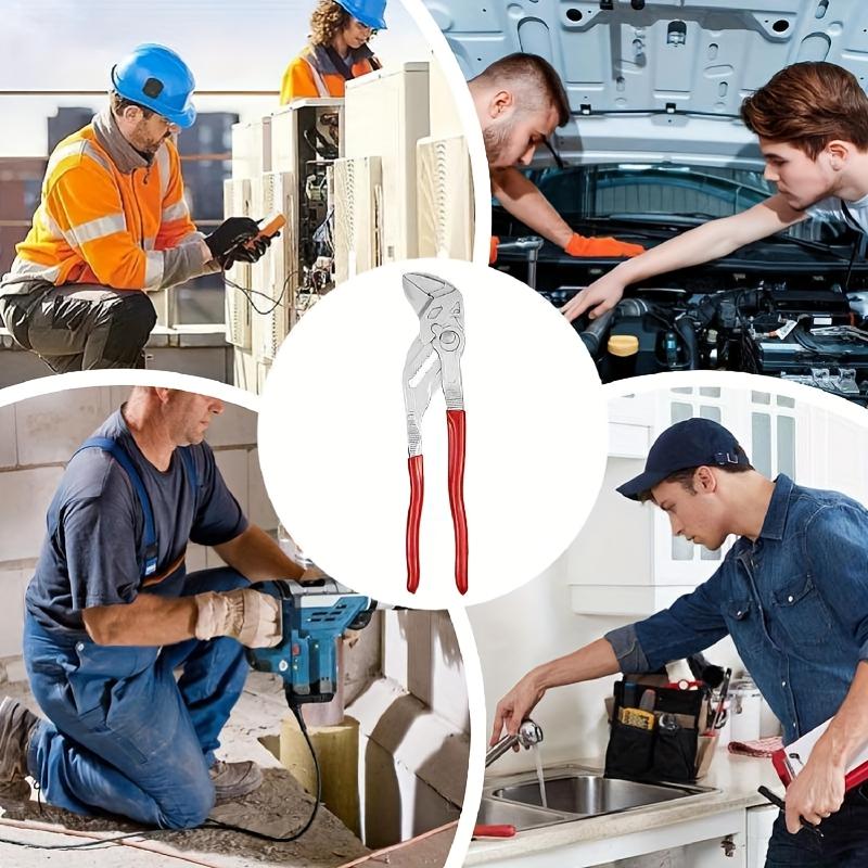 7/10/12-Inch Adjustable Groove Joint Pliers,Ratchet Locking Mechanism, Heavy-Duty Metal Plumbing Tool for Tightening and Loosening Fittings