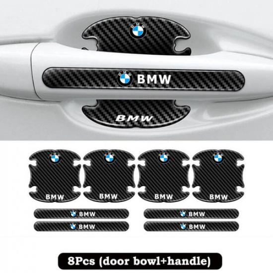8pcs Carbon Fiber Black Car Door Handle Bowl Anti-Scratch Sticker for BMW New