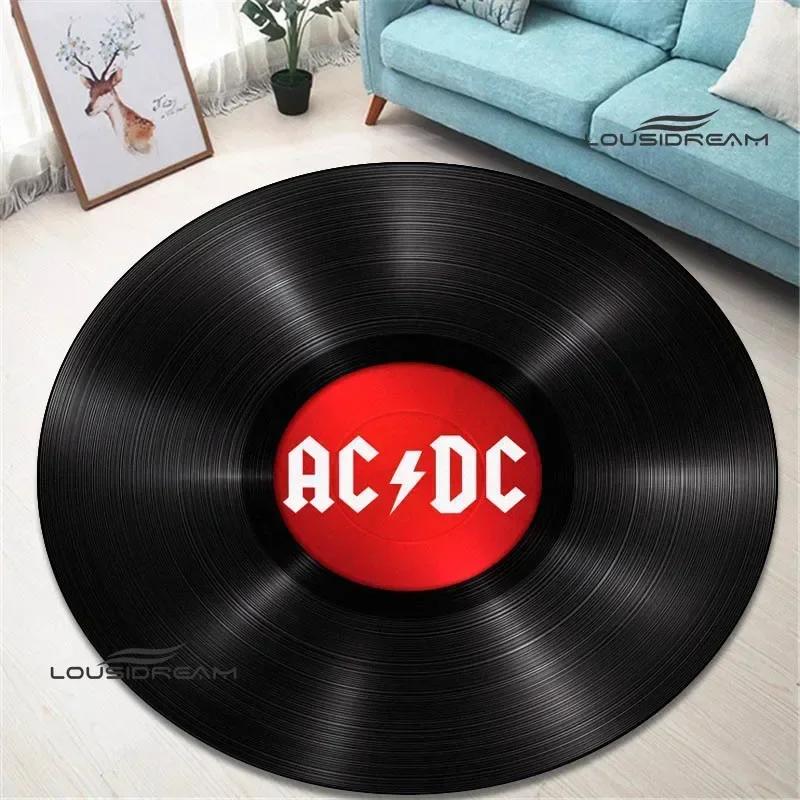 Rocková kapela AC/DC retro potištěný kulatý koberec ložnice krásný koberec protiskluzová rohožka pod dveře podlahové rohože kusový koberec narozeninový dárek