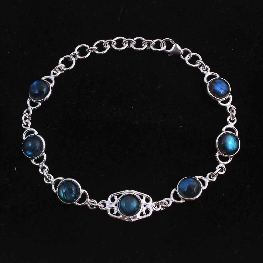 Labradorite Silver Bracelet Solid 925 Sterling Silver Handmade Jewelry