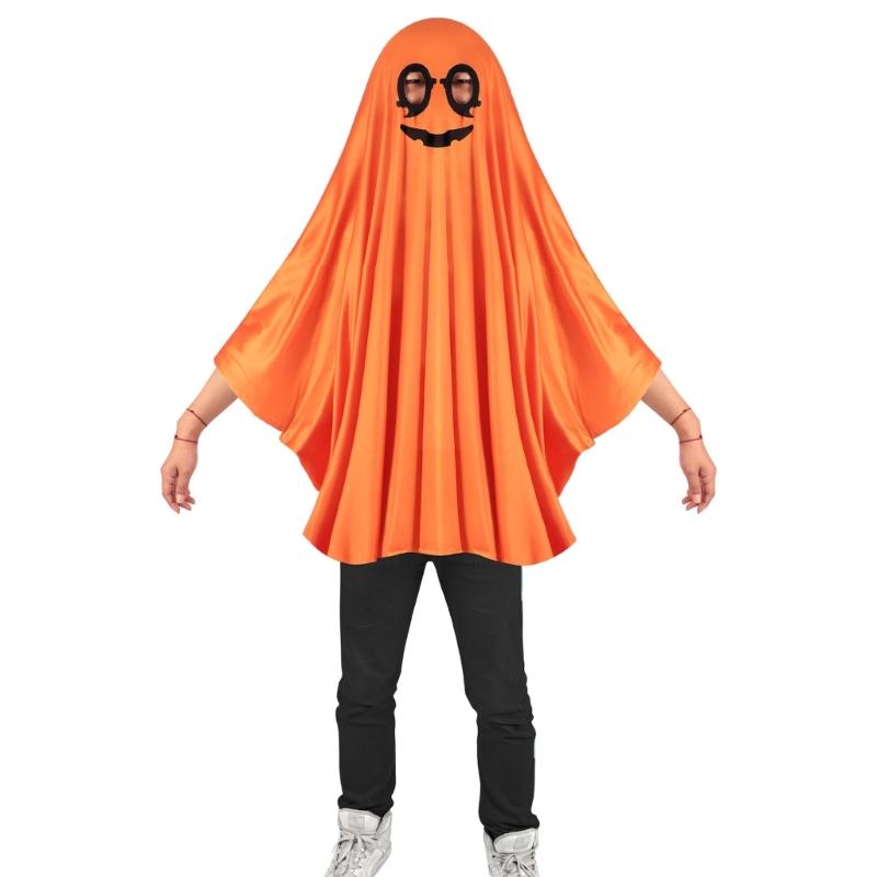 Convenient Wear Halloween Ghostly Cape One Size Fit Kids Comfortable Polyester Costume For Parades