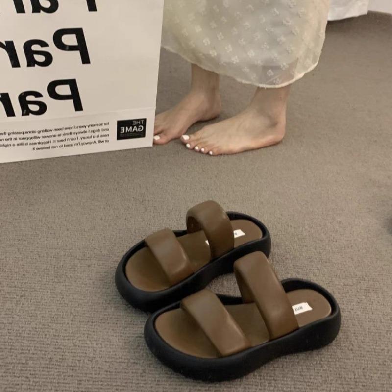 

Height-increasing thick-soled skirt slippers for women s summer wear, new versatile and comfortable seaside cool slippers 40 темно-коричневого
