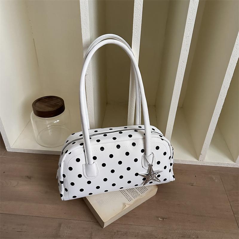 Niche Style Bowling Bag With Polka Dots, Fresh And Sweet Shoulder Bag, Commuting Fashion Trend, Armpit Pillow Bag