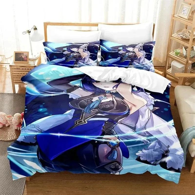 Anime Game Yelan Genshin Impact Bedding Sets Exquisite Bed Supplies Set Duvet Cover Bed Comforter Set Luxury Birthday Gift