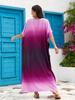 Gradient Print Beach Cover-up Dress - Plus Size, 4 Colors, Style 3811