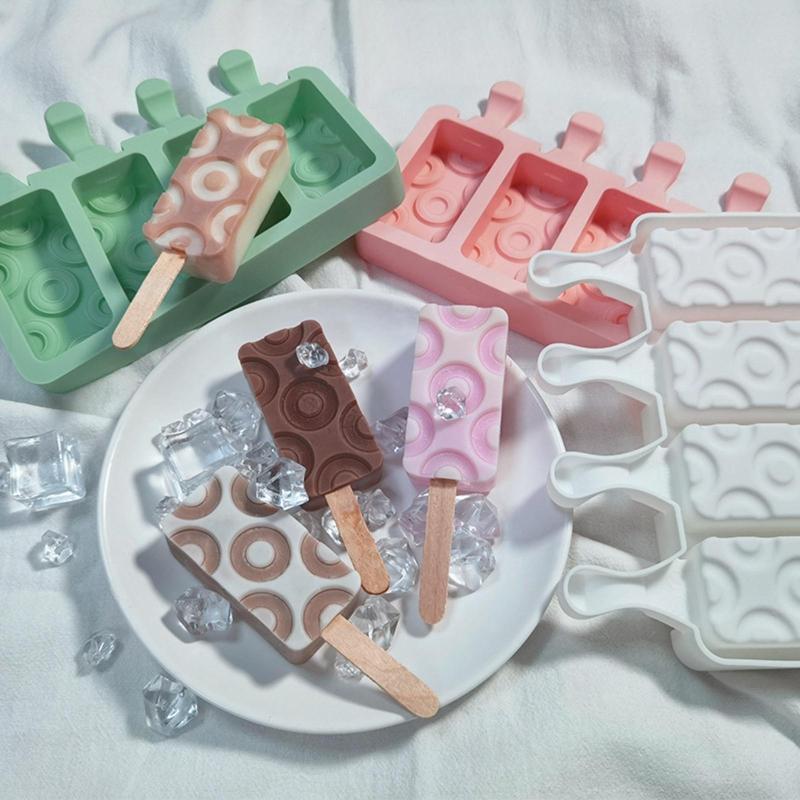 Ices Stick Ices Cream Mold Tray Ices Cubes Making Tool Circle Pattern Silicone Popsicles Mold Baby Food Ices Maker