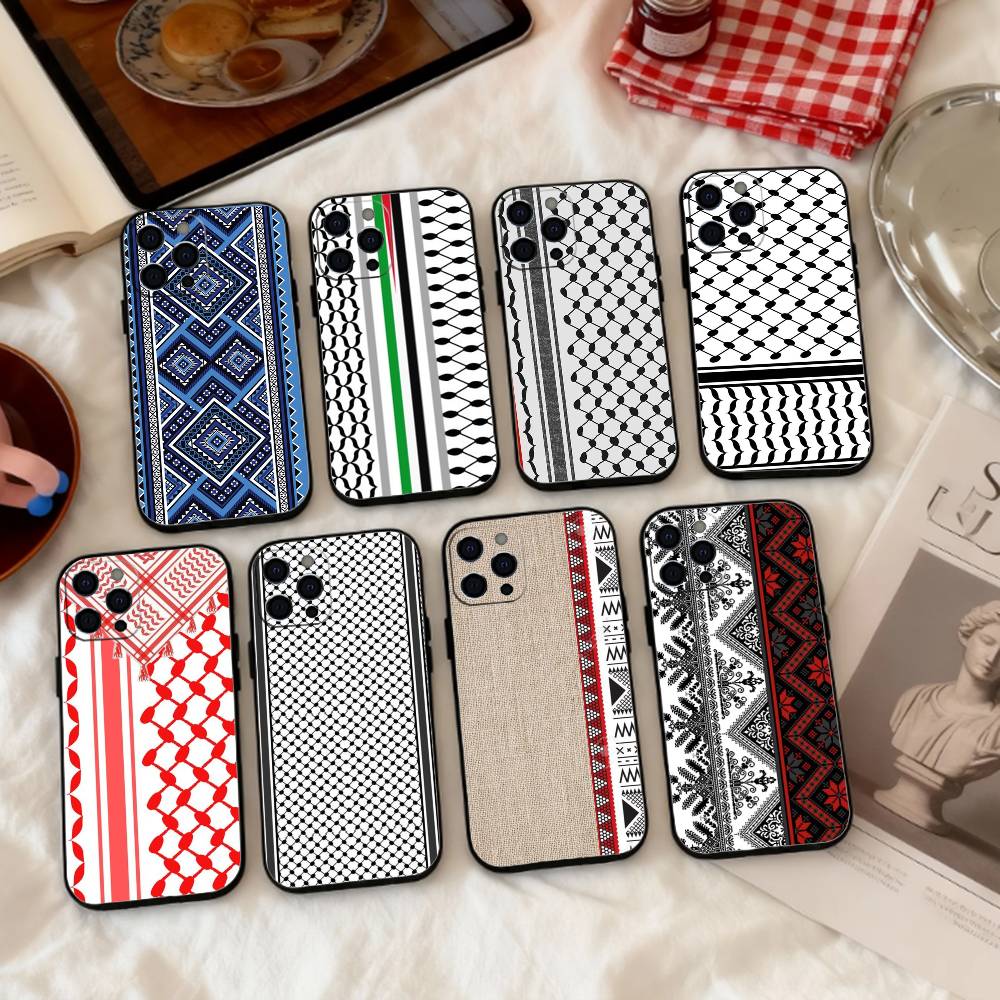 Hattah Keffiyeh motif Palestine Coque de téléphone Silicone Souple Pour IPhone 17 16 15 14 13 12 11 X XR Plus Pro Max Plus
