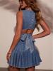 Women's Round Neck Sleeveless Distressed Denim Dress