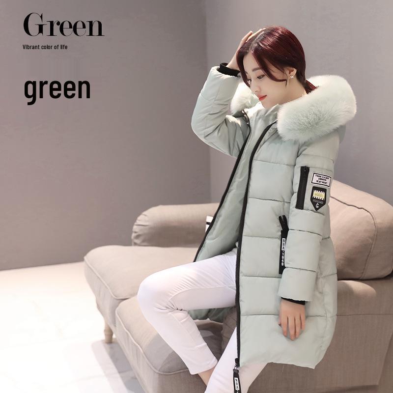 Women's Mid-Length Korean Style Hooded Cotton Coat - Winter Fashion, Slim Fit, Large Size