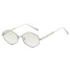 New polygonal metal sunglasses, European and American personalized water chestnut printing glasses legs PC fashion sunglasses
