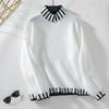 YYFS Maglioni Casual da Donna alla Moda Autunno Inverno Stampa a Righe Manica Lunga Collo Alto