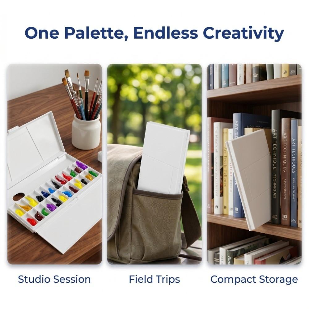 24 Fächer faltbare Malpalette Box Weiß Aquarell Mischschale Outdoor Feld Malerei