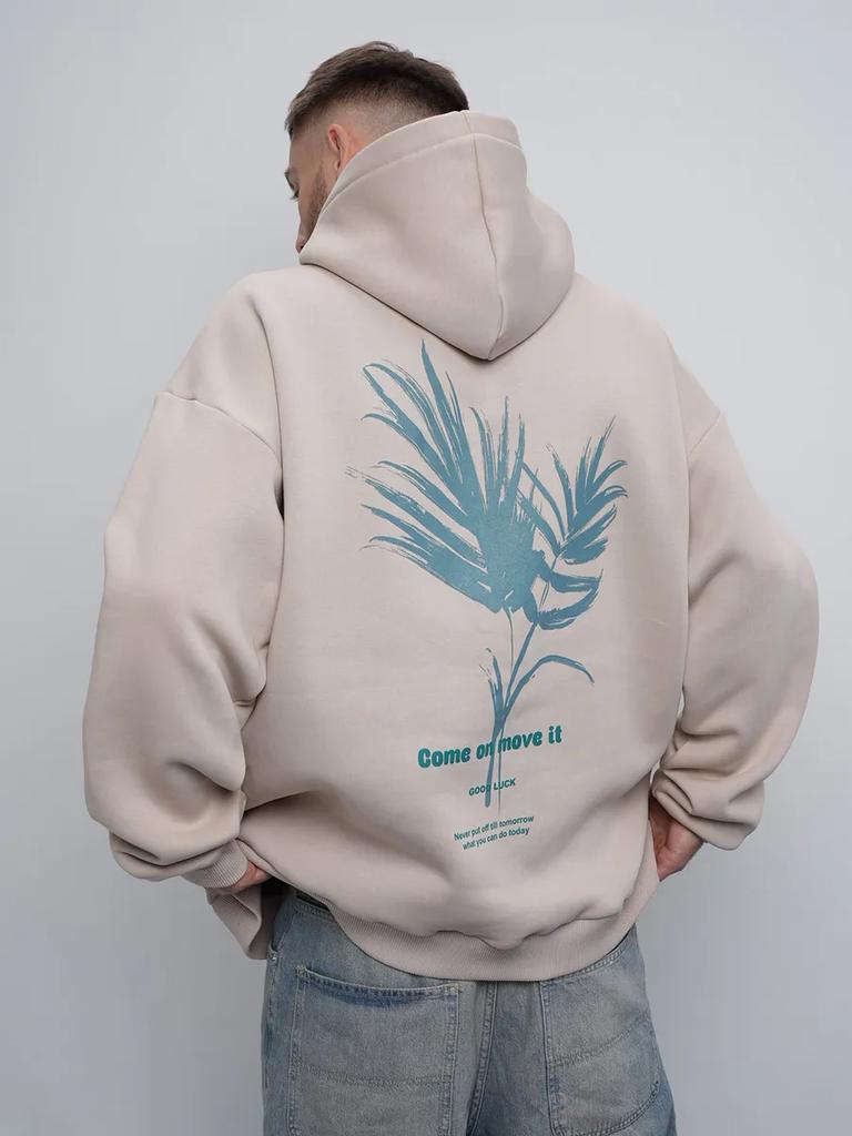 Men's Oversized Printed Hoodie Long Sleeve Casual Fleece Pullover Sweatshirt