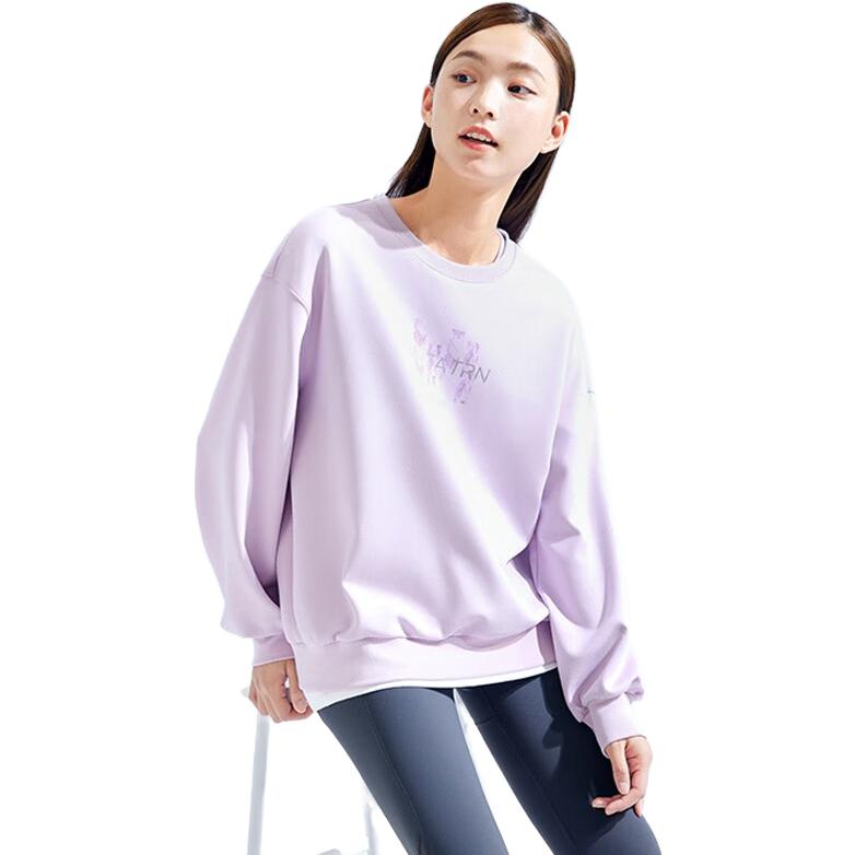 Anta Training Series Solid Color Knitted Crew Neck Sweatshirt Women sweatshirt Vine-Flower-Purple 162337712-3