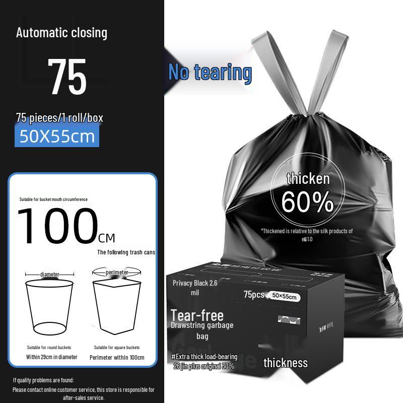 Extra-Thick No-Tear White Drawstring Trash Bags, Large Size for Kitchen