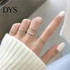Knuckle Rings 5Pcs Finger Wavy Japan Korean Style Faux Pearls Jewelry Electroplating Stackable Set for Wedding Party Banquet Prom Women