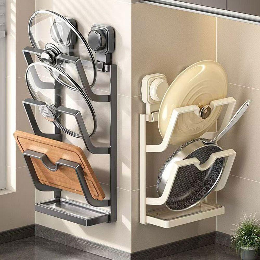Multi-Layer Pot Lid Storage Rack Punch-Free Pot Cover Rack Pan Cover Storage Holder  for Kitchen