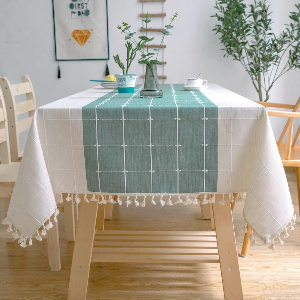 

Party Extended Table Cloth Art Walmart Restaurant Plaid Cotton And Linen Tassel Simple Modern Color Matching Tablecloth Cover 90*90cm