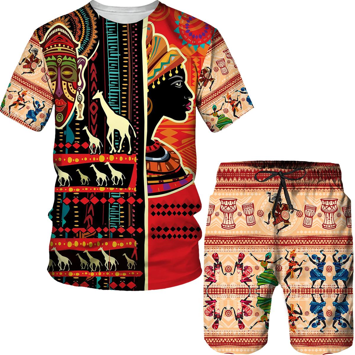 

Чоловічі футболки з короткими рукавами та шорти з принтом Dashiki Комплекти спортивних костюмів на замовлення Чоловічі африканські футболки/короткі/костюми верхнього розміру XXL