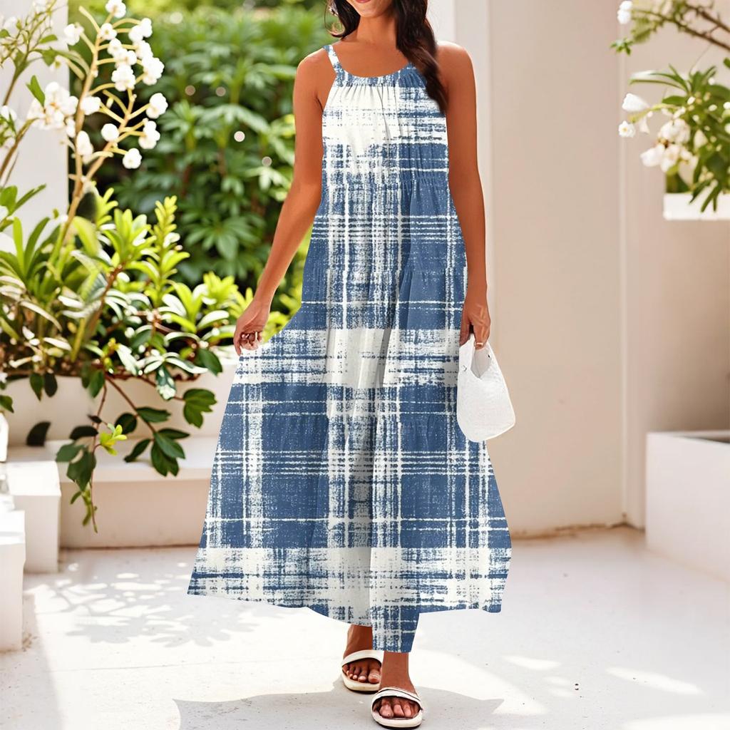 Dámské letní ležérní módní šaty na ramínka bez rukávů