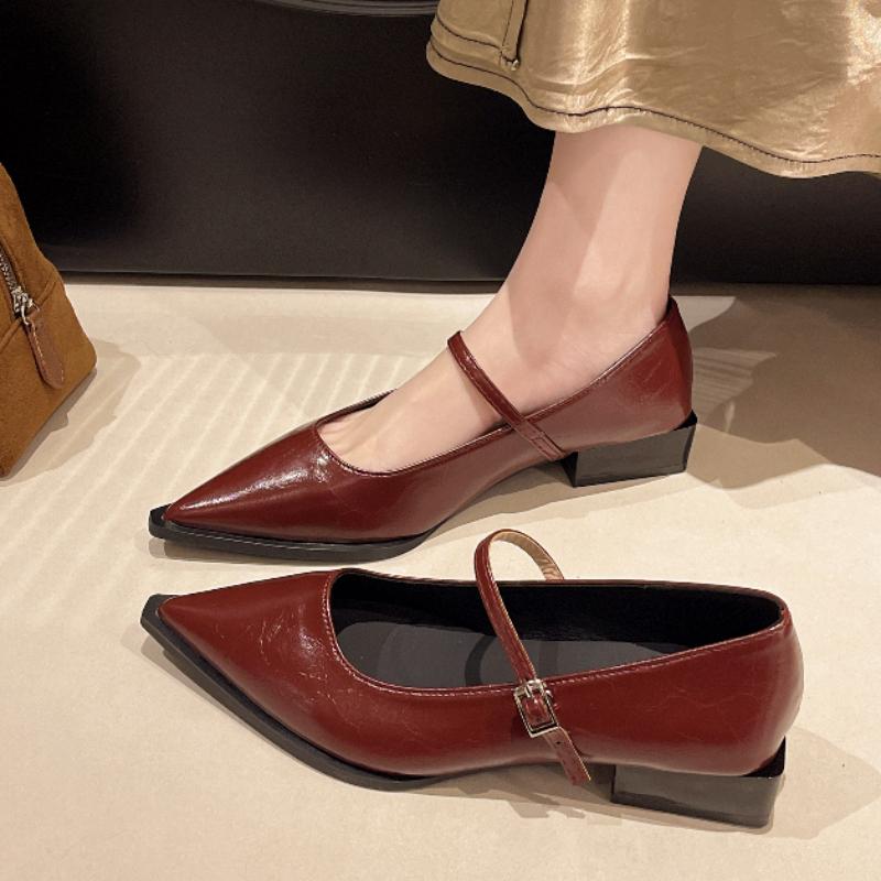 Fashion Woman Fashion Pointy Mary Jane Shoes 2025 Spring New Elegant Pumps Female Sexy Pointed Toe High Heels Thick Heel Party Shoes